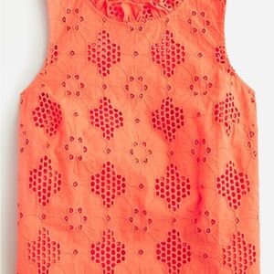 J. Crew Orange Fleur Top in Eyelet